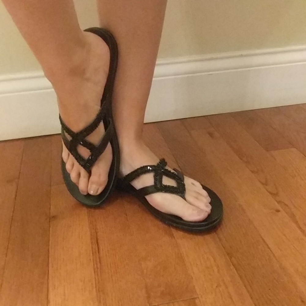 Black sequin sandals